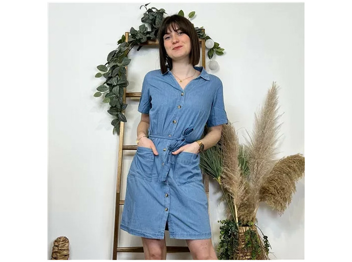 K497- Robe jean "Coline" (T36-T44) (bleu jeans)