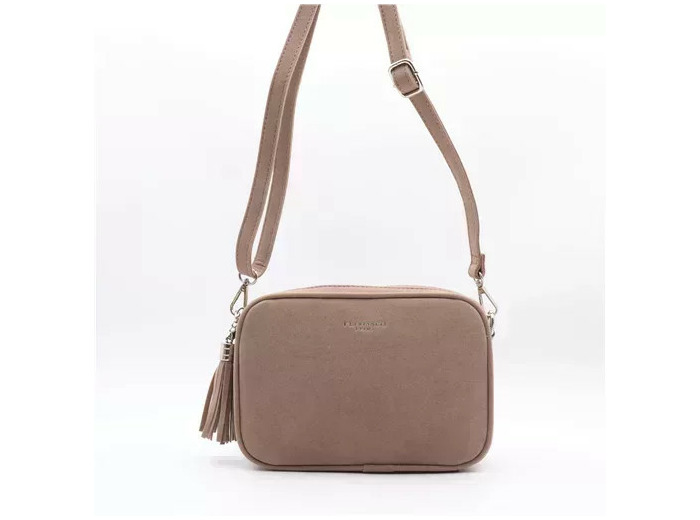 P387- Sac Zippé Pompon aspect Daim Flora & Co (taupe)