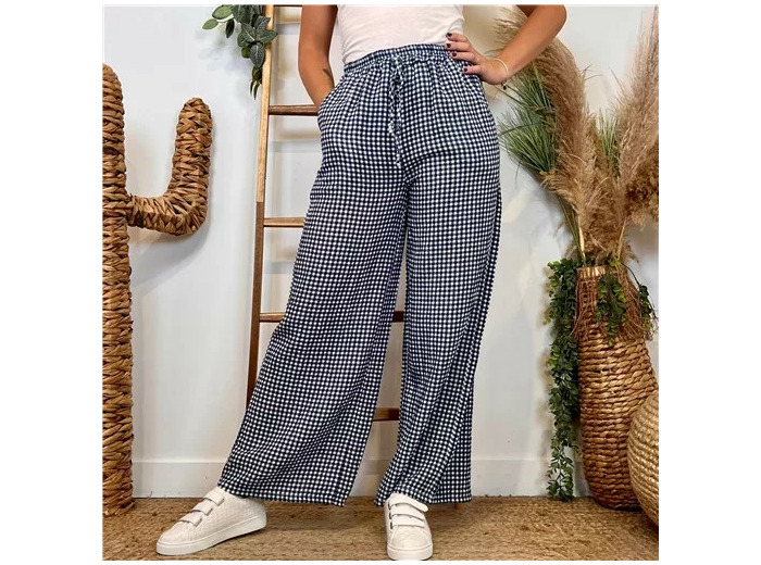 L759- Pantalon Vichy (Tu) 🇮🇹 (marine)