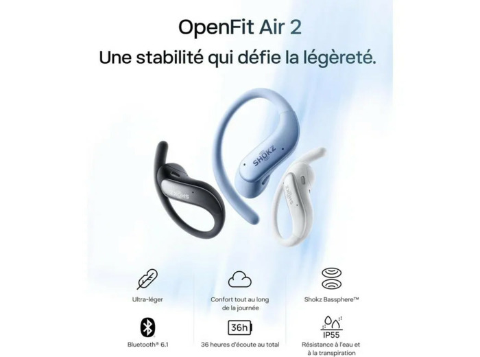 SHOKZ Open Fit Air 2- Ecouteurs bluetooth TWS à conduction aérienne