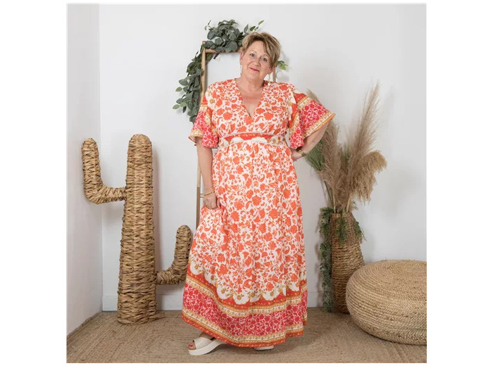 K226- Robe longue « By One » (T40-T48) (corail)
