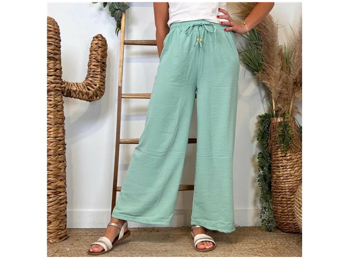 L761- Pantalon flou large 1er PRIX (Tu) (vert d'eau)