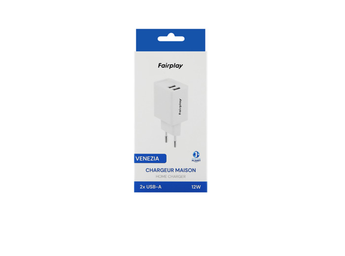 FAIRPLAY VENEZIA Chargeur 2 USB (A+A) 12W (Blanc)