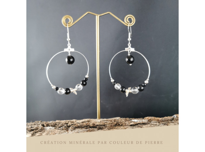 Obsidienne noire / Cristal de roche