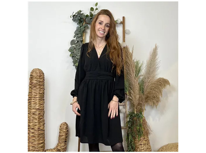 K717- Robe Maëlle unie (T36-T40) (noir)