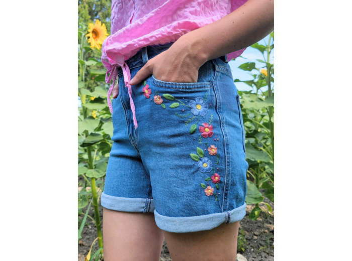 Échappée Florale - Kit broderie short à broder