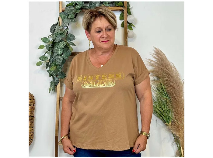 Z149- T Shirt "Sisters Club" (Gt) 🇮🇹 (camel)