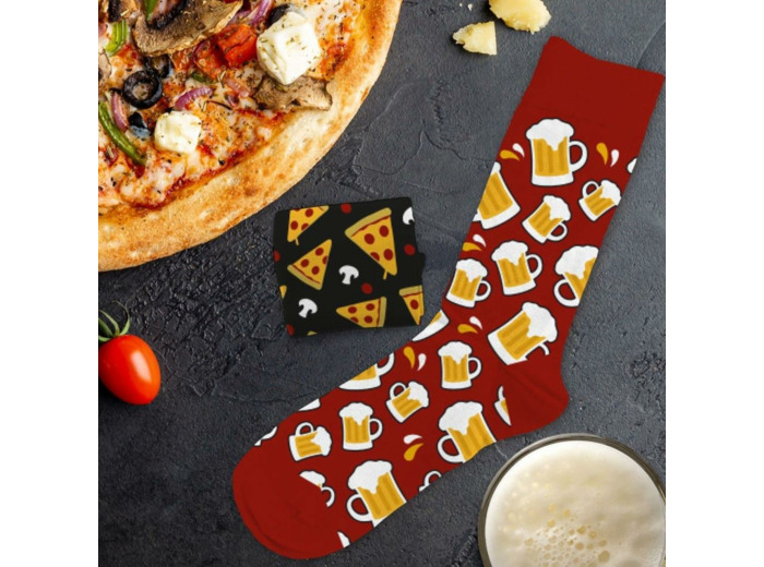 Chaussettes dépareillées - Pizza Bière