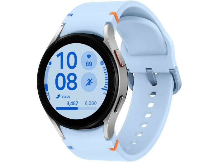 SAMSUNG Galaxy Watch FE Argent (Bracelet Silicone Bleu) - Neuf