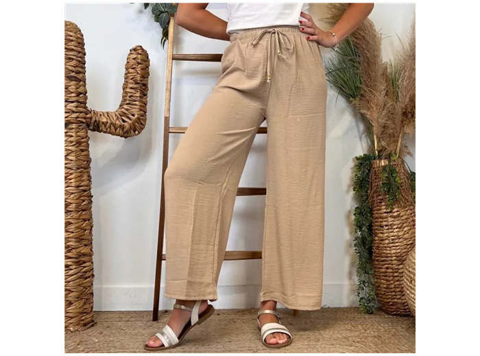 L761- Pantalon flou large 1er PRIX (Tu) (beige)