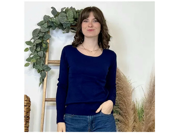 Y374- Pull Épais sans laine «Voggo» (T36-T48) (marine)