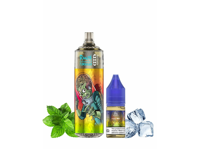 Puff 9k RandM Tornado rechargeable - Cool Mint