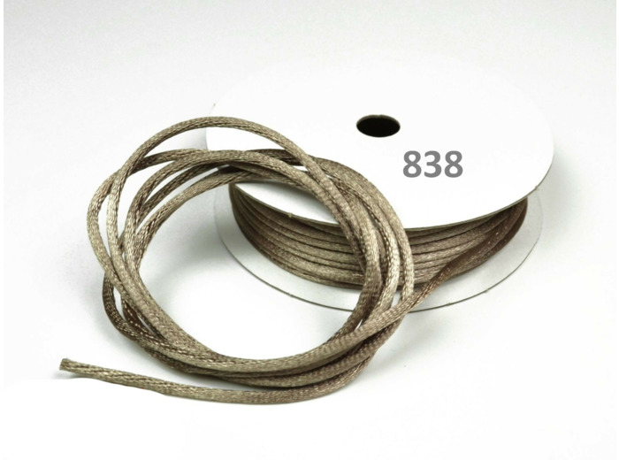 Cordon queue de rat 2 mm d'épaisseur bobine de 10 metres colori beige fonce 838
