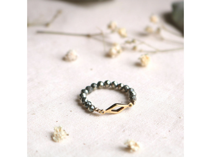 Bague Athènes (taille adaptable) - Or 24 carats et Pyrite