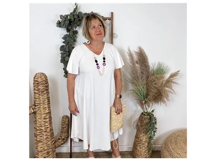 N353- Robe fluide à petit prix (GT) (blanc)