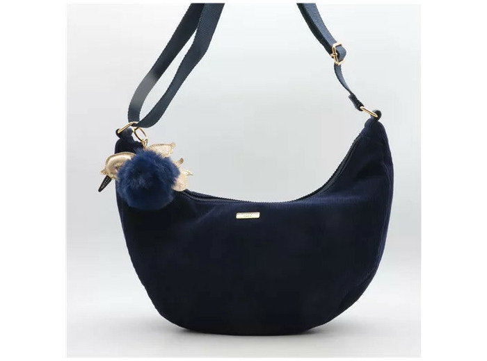 P403- Banane Velour cotelé Flora & Co (marine)