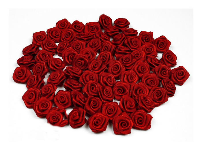 Sachet de 20 petites rose en satin 15 mm ROUGE 250