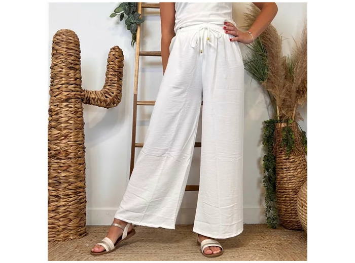 L761- Pantalon flou large 1er PRIX (Tu) (blanc)