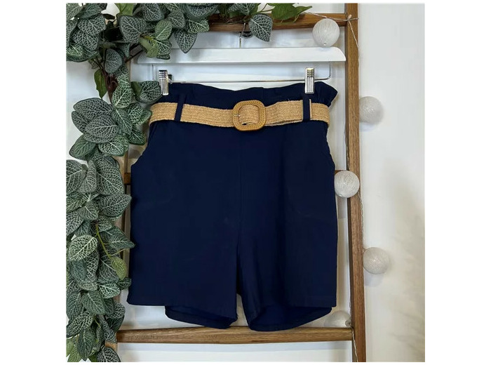 N983- Short avec ceinture (Tu) (marine)