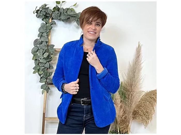 K887- Blazer velour “Italie” (T38-T44) (bleu royal)