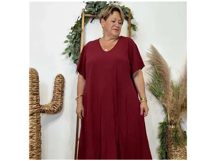 Z308- Robe longue Fluide 🇮🇹 (bordeaux)
