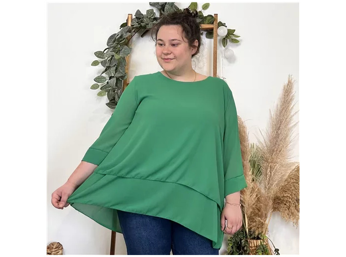 k791- Tunique grande taille dos bijou (Gt) (vert brésil)