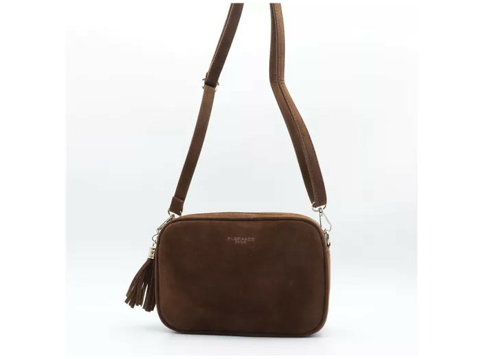 P397- Sac Zippé Pompon aspect Daim Flora & Co (marron)