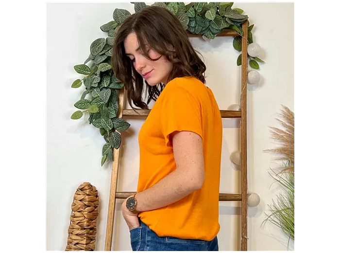 K139- T-shirt uni Lin/Viscose  🇮🇹 (orange)