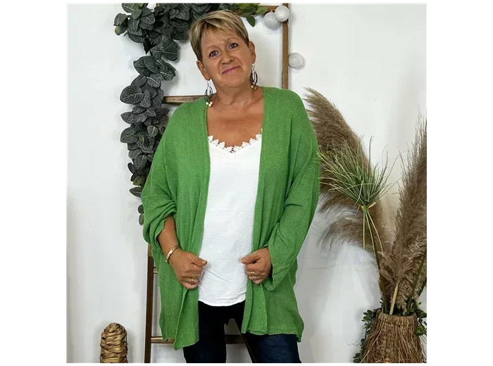 K857- Gilet Maille Nid d abeille (Gt) (vert brésil)
