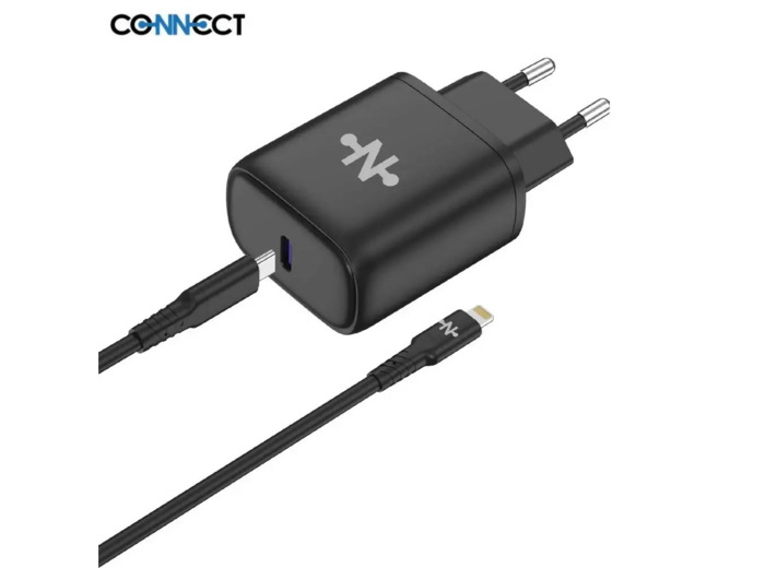 CONNECT - Chargeur Secteur USB-C Charge Rapide 25W avec câble 1m