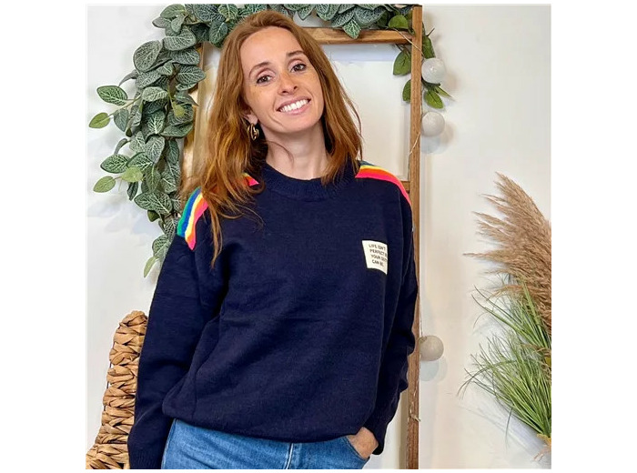 K055- Pull "Life is not perfect... Version Féminin (marine)