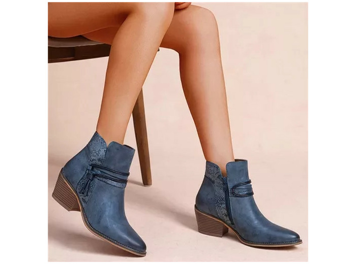 R395- Bottine Santiag (T36-T42) (bleu jeans)
