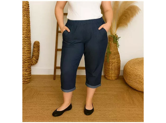 T581- Pantacourt 95% coton JST (T38-T52) (denim)