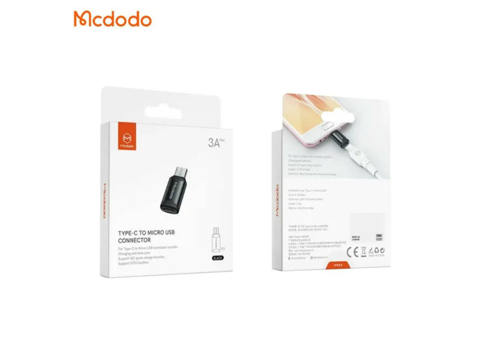 MCDODO Adaptateur OTG OT-7690 Type-C Femelle vers MicroUSB Noir