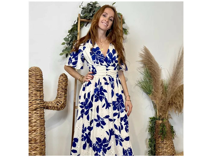 K140- Robe longue "Coton" Maëlle (T36-T40) (ecru)