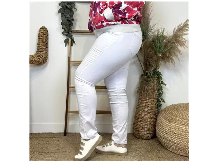N282- Jean coupe Slim Voggo (T42-T50) (blanc)