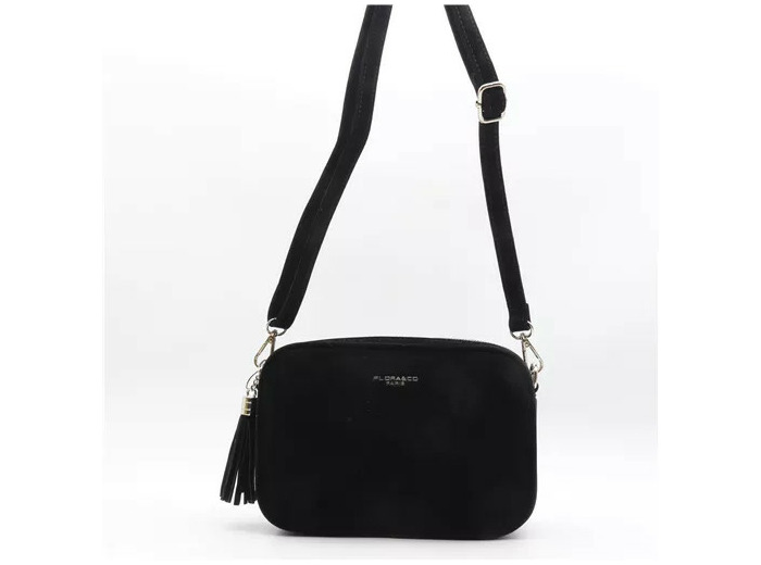 P397- Sac Zippé Pompon aspect Daim Flora & Co (noir)