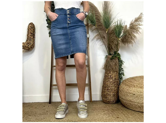 L767- Jupe jean Voggo (T36-T44) (denim clair)
