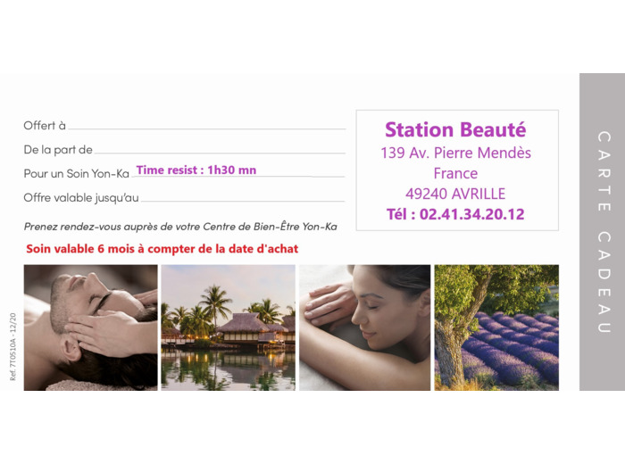 Carte Cadeau Soin du visage : Time Resist 1h15
