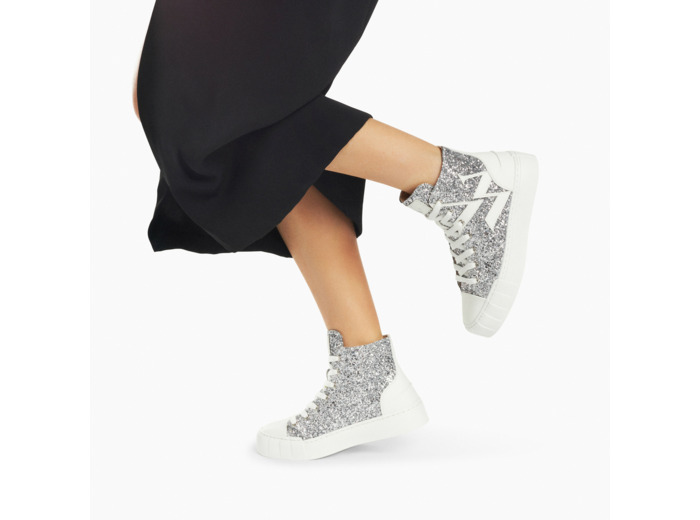 Baskets montantes glitter argenté à éclair – Alix – Vanessa Wu