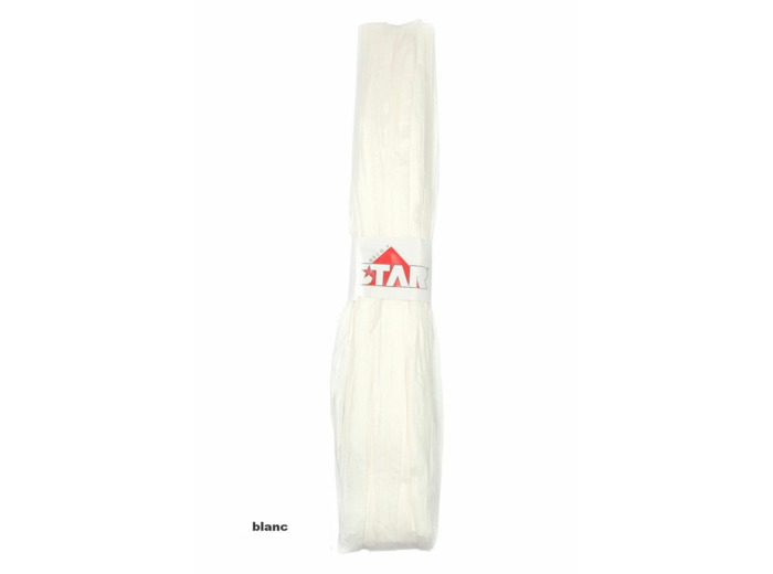 Ruban raffia papier 15 mm de large 50 metres de long blanc
