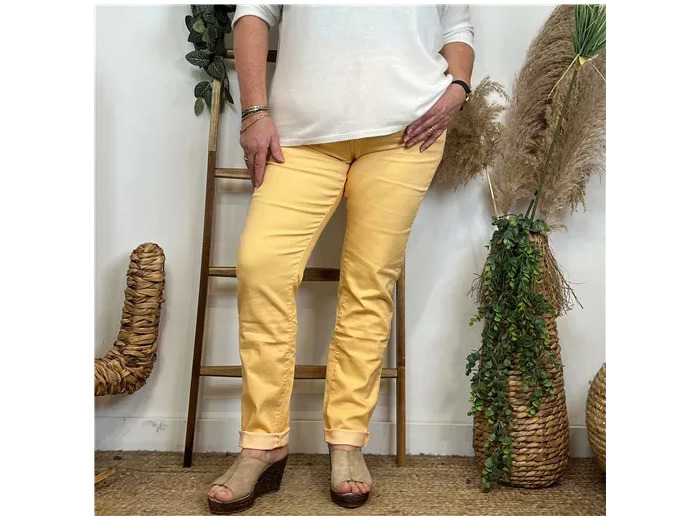 P859- Jean coupe Slim Voggo (T42-T50) (jaune)