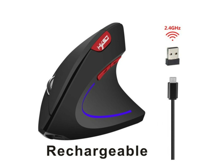 Souris verticale T22 sans fil rechargeable - noire