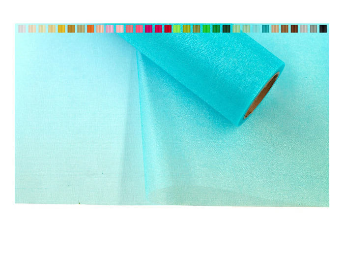 Tissus organza 16 cm de large 9 metres de long colori turquoise