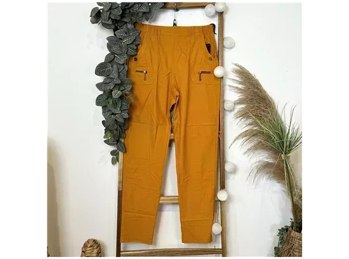 T580- Pantalon confort zips (T38-T52) (moutarde)