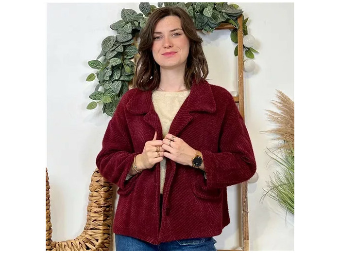 K054- Veste courte chevron (Tu) 🇮🇹 (bordeaux)