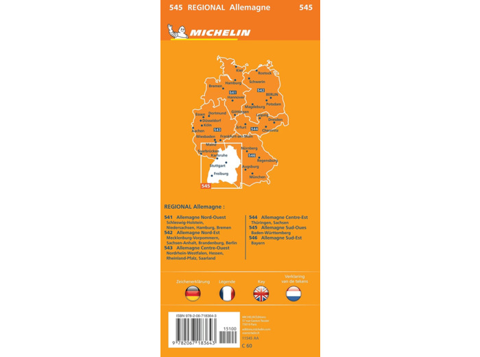 CARTE REGIONALE ALLEMAGNE SUD-OUEST