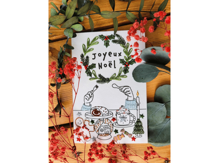 Carte à broder Noël - Goûter de Noël