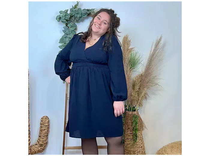 K795- Robe Maëlle unie (T40-T48) (marine)