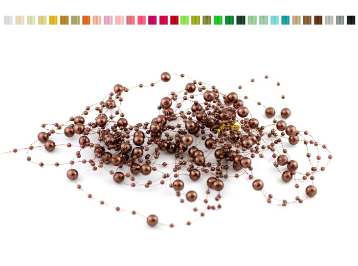 Lot de 5 guirlandes de perles de 1,30m de long chacune marron